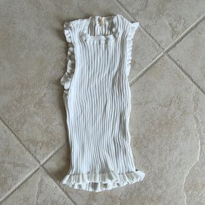 Stretchy White Ribbed Tank